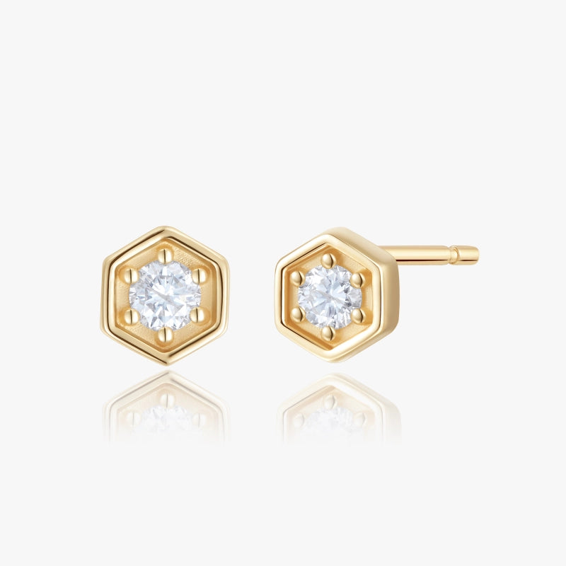 Hexagon Diamond Studs