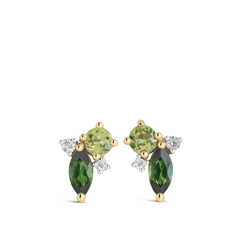 Confetti Studs - Turmalin x Peridot