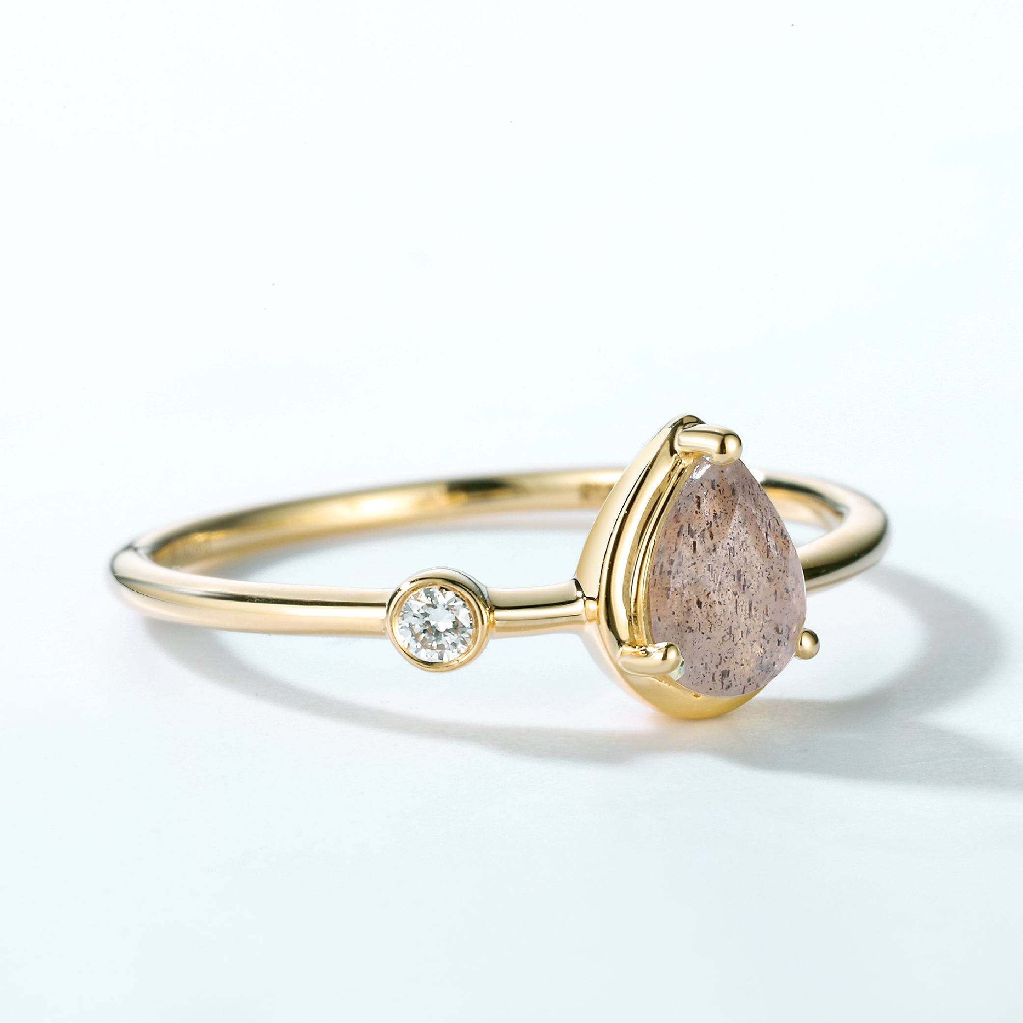 Labradorit Drop Solid Gold