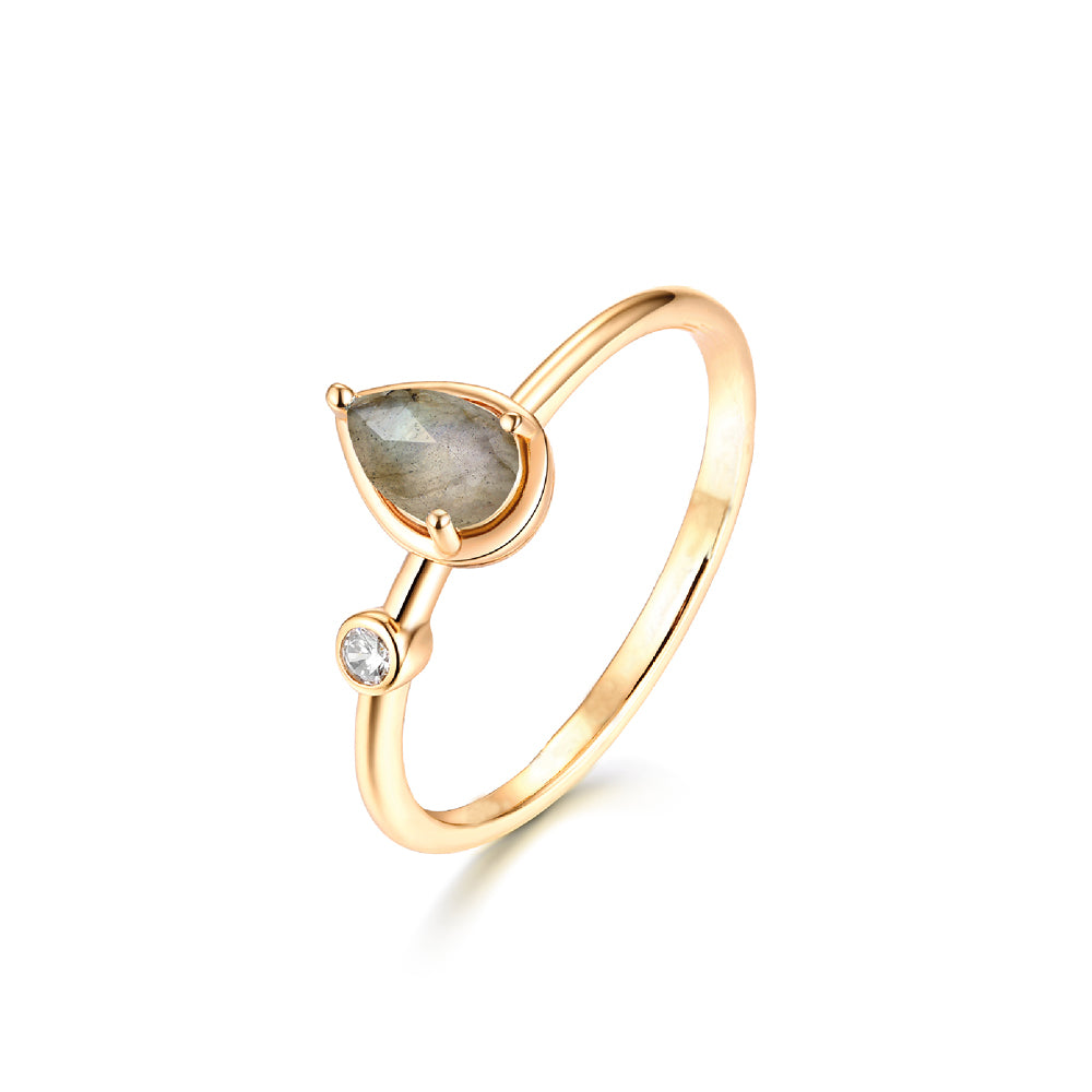 Labradorit Drop Solid Gold