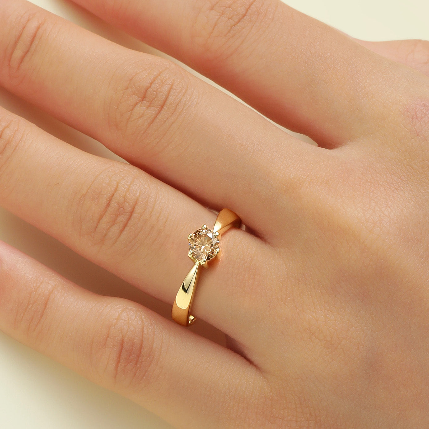 SS I Champagne Solitaire Engagement Ring