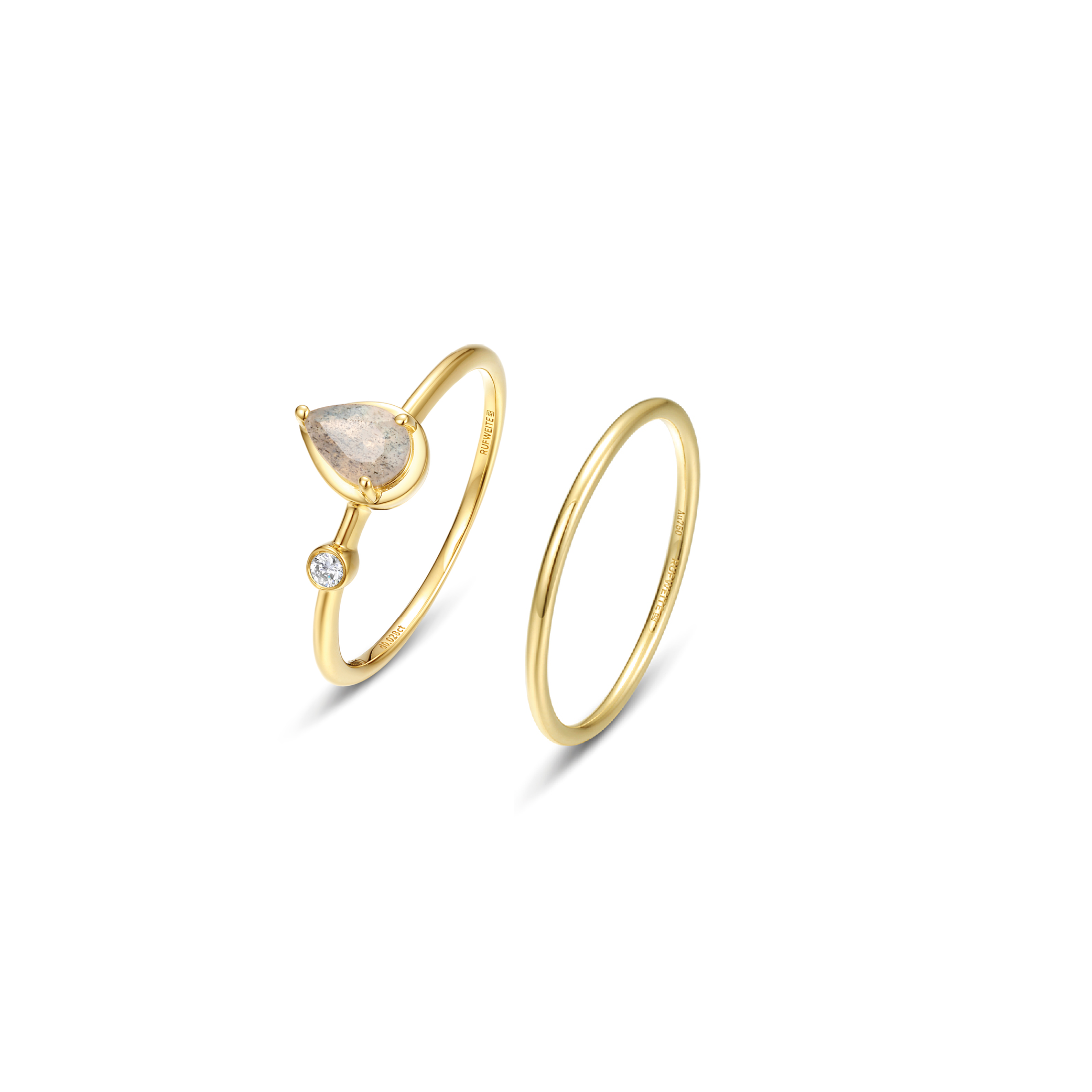 Bundle I Labradorit Drop Solid Gold + Skinny Ring