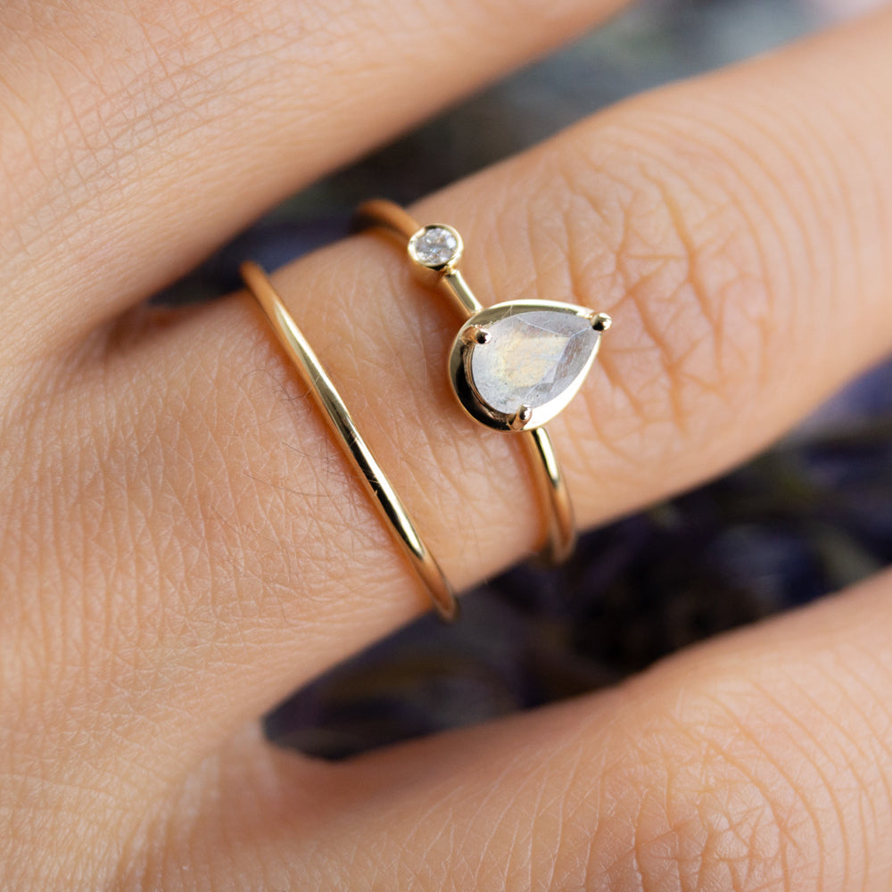 Bundle I Labradorit Drop Solid Gold + Skinny Ring
