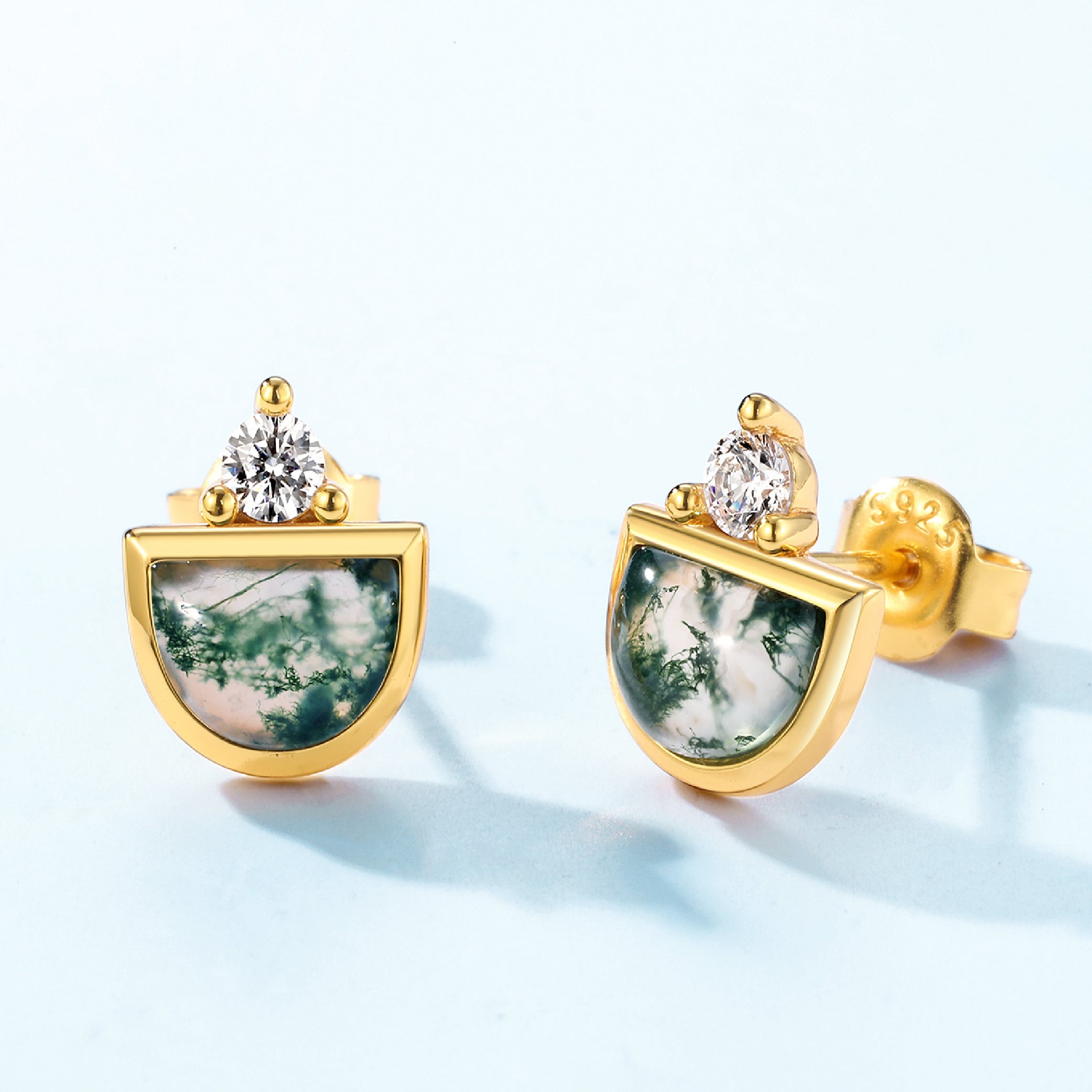 Moss agate Studs I Last Piece