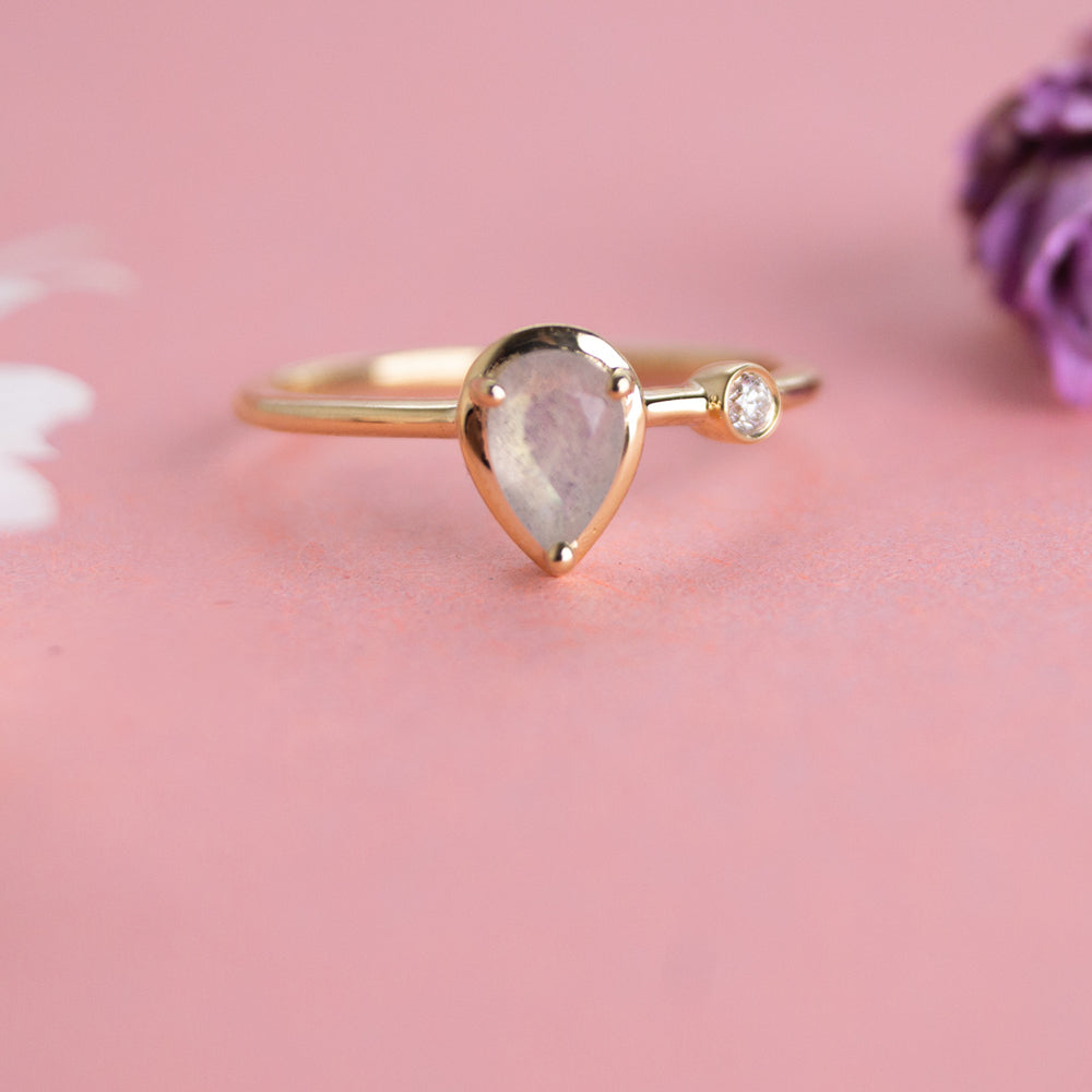 Labradorit Drop Solid Gold